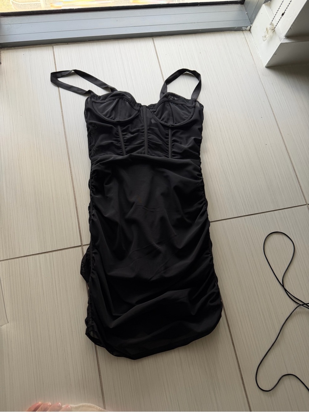 Oh Polly Black Ruched Bustier Chemise